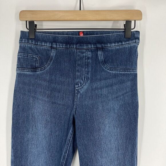 Spanx Jeanish Leggings Size Small Women Blue Stretch Pull On Pocket Skinny Ankle - Picture 2 of 8
